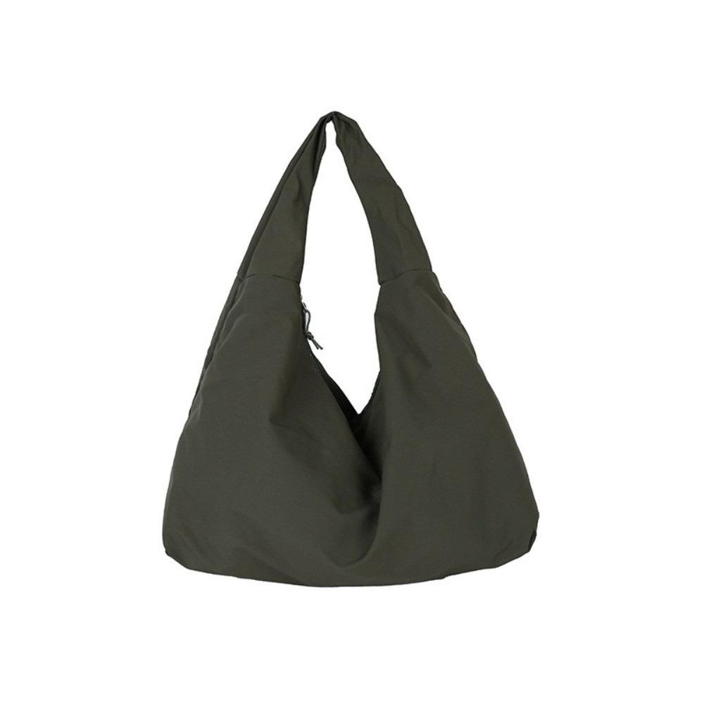 Cloth Nylon Shoulder Bag Zipper Versatile Commuting Handbag Large Capacity Tote Bag  Shopping зелёный