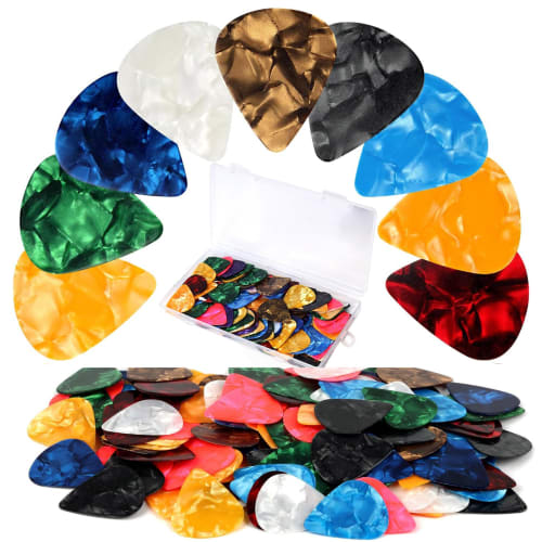 

60 Colorful Celluloid Guitar Picks with Organizer Storage Box, 3 Different Thickness Picks (0.46mm, 0.71mm, 0.96mm, Random Colors) for Electric Bass,