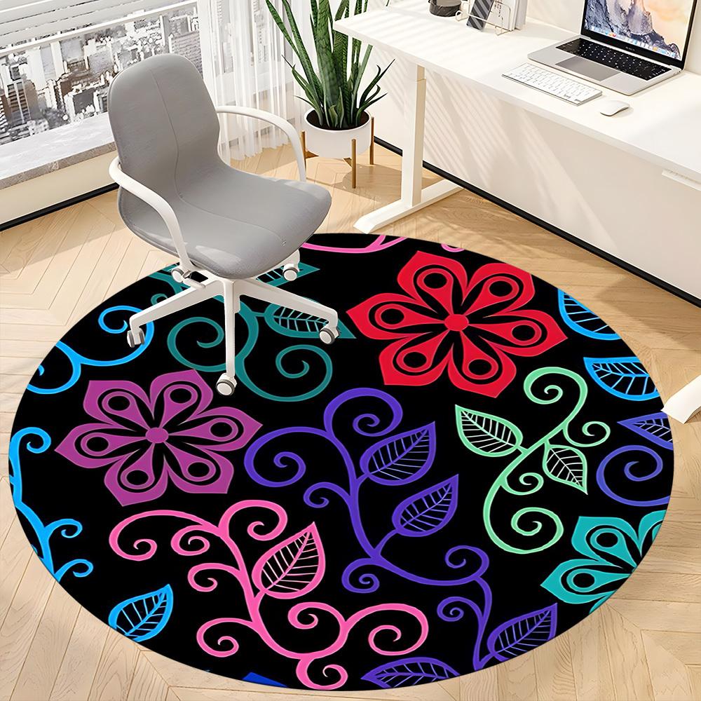 1PC Floral Pattern Chair Carpet for Office, Indoor Non-Slip Washable Carpet, Soft Comfortable Mat For Office Room yy250930241