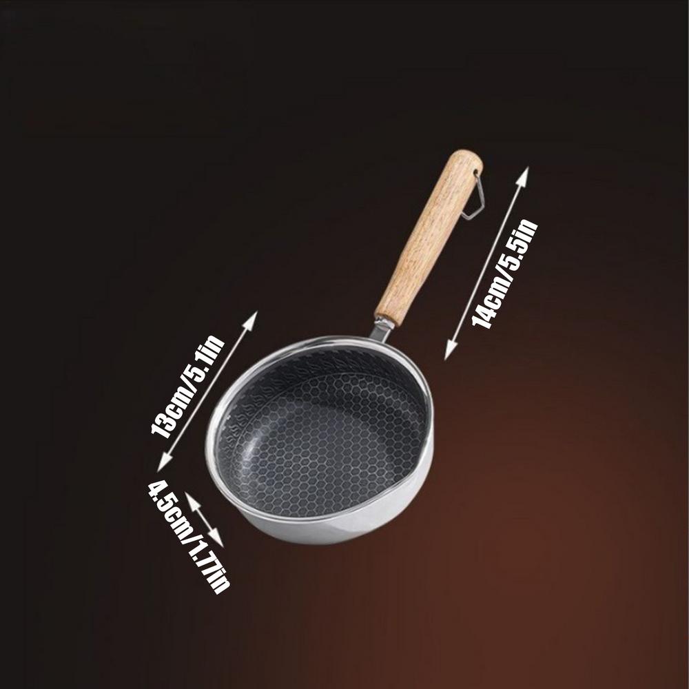

Stainless Steel Pans Wooden Handle Skillet Pot Grill Pan Cookware for Eggs Fish Vegetables Pork Chicken Home Hotel Restaurant