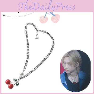 Stray Kids Felix Titanium Steel Cherry Necklace For Men Stylish Minimalist Chain Accessory