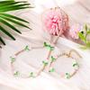 Zartes Tulpen-Imitat-Perlen-Choker-Halsband für Damen Mädchen Süßes Blumen-Grünblatt-Halsband Hochzeitsfeier Schmuck Geschenk