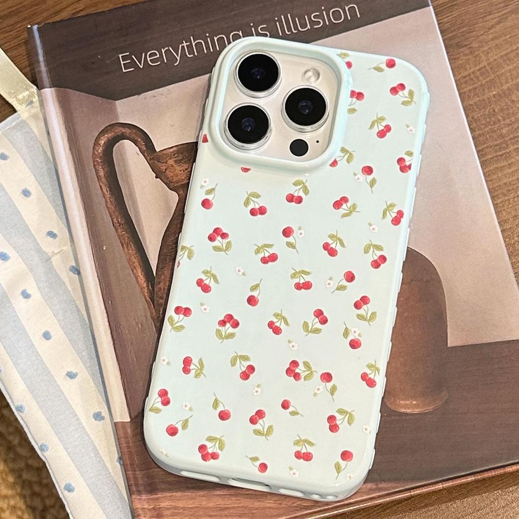 Little Fresh Mint Cherry Phone Case for iPhone 17, iPhone 17 Pro Max