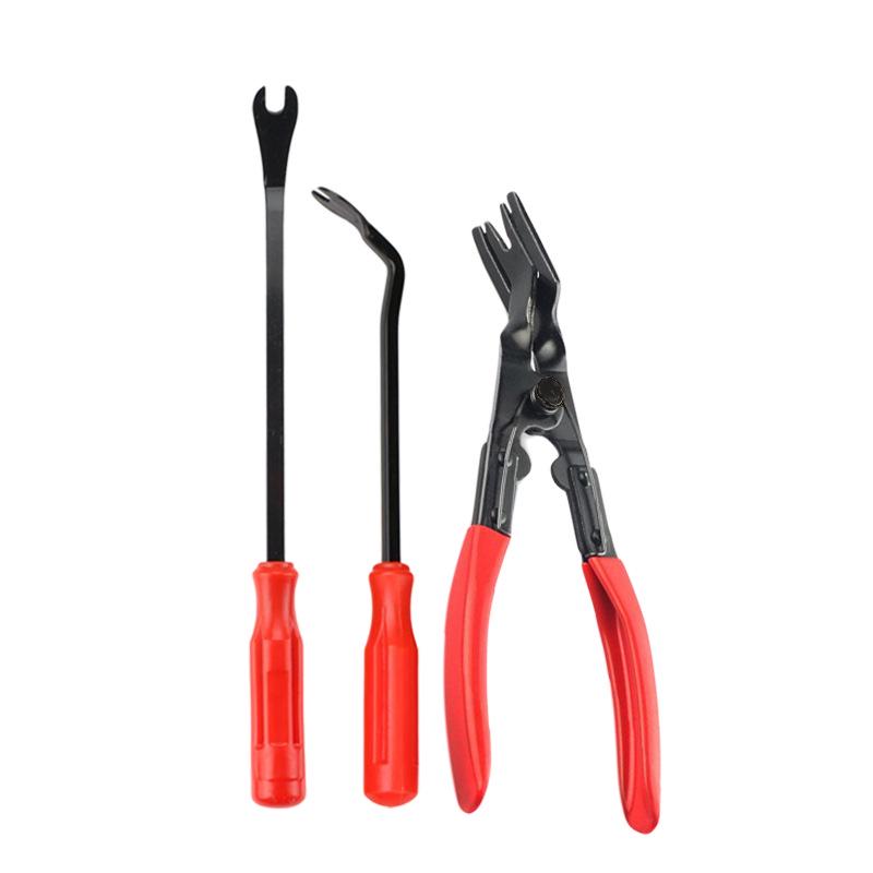 3-Piece Automotive Fastener and Rivet Removal Tool Set: 6-inch & 8-inch Screwdrivers, Pliers for Car Clip and Decorative Opening.
