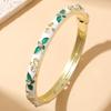Elegant Open Cuff Bracelet Chinese Style Women's Floral Bracelet Enamel Flower Bangle  Bride