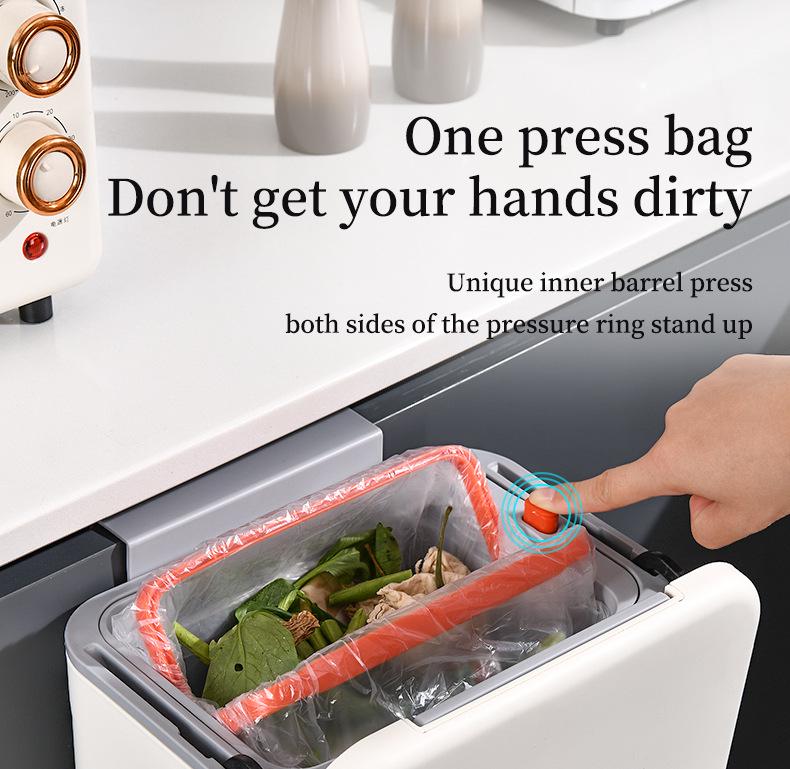 Hanging Kitchen & Bathroom Trash Can with Slide Cover - Wall-Mounted, Sealed Waste & Storage Bin