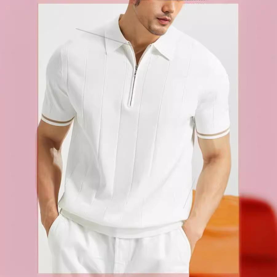 New Arrival Men's Summer Ice Silk Breathable Anti-Wrinkle Light Business Casual Lapel Short-Sleeve Polo Shirt
