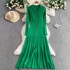 Autumn Winter Women Brand Designer Runway Party Dresses Full Sleeve Knitted Sweater Long Midi Pullover Fishtail Dress