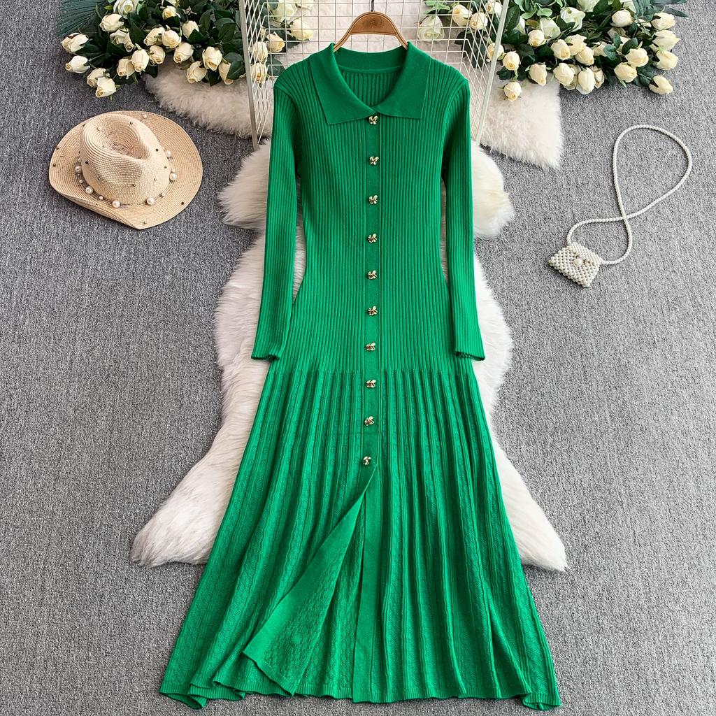 Autumn Winter Women Brand Designer Runway Party Dresses Full Sleeve Knitted Sweater Long Midi Pullover Fishtail Dress