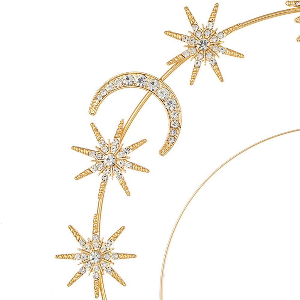 Gold Silver Color Crystal Star Hairband Sparkling Stars Tiaras Bridal Crown Hair Accessories Headwear Princess Queen