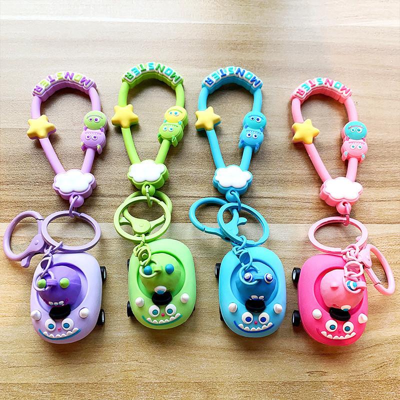 Cute Creative Car Keychain Gift Colorful Monster Keyring For Birthdays And Holidays