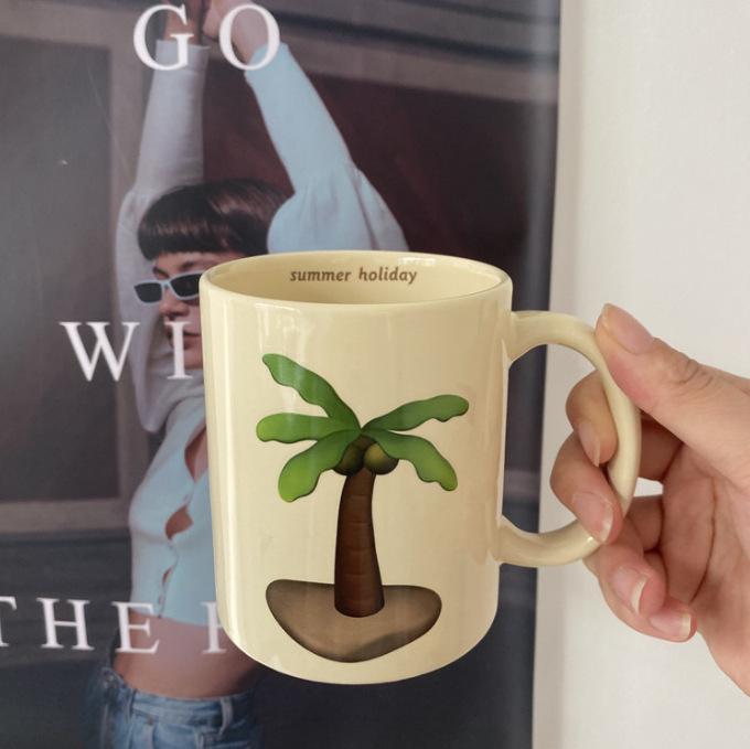 

Креативные чашки с кокосовой пальмой и принтом для кофе, чая, воды, молока, кружки, чашка для костра, посуда для напитков, кружка для отдыха и пешего туризма