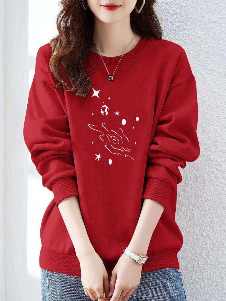 Jimo Women's Authentic Thin Hoodie - Autumn/Winter, Loose Fit, Velvet Lined, Pure Cotton, Round Neck, Trendy