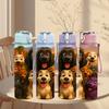 1PC Multi Breed Dog Group Pet Pattern 750ml Color Plastic Sports Water Bottle Leakproof Flip Straw Lid Suitable for Sports Office Home Use