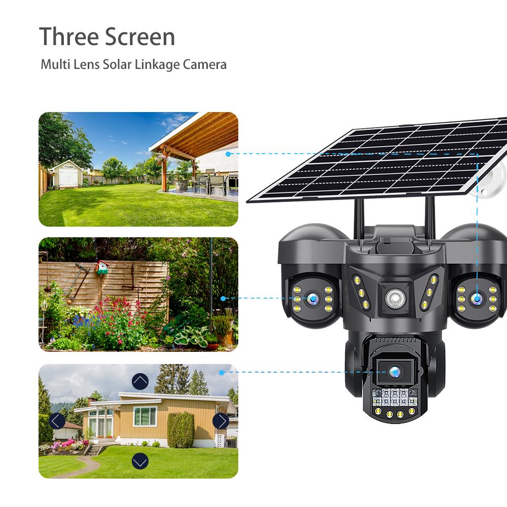AOV Solar Monitor Home All-day Recording 4g Three-screen Solar Camera CCTV