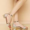Summer one-word buckle with flat bottom low-heeled women's new rhinestone open-toed thick-heeled sandals are fashionable and versatile