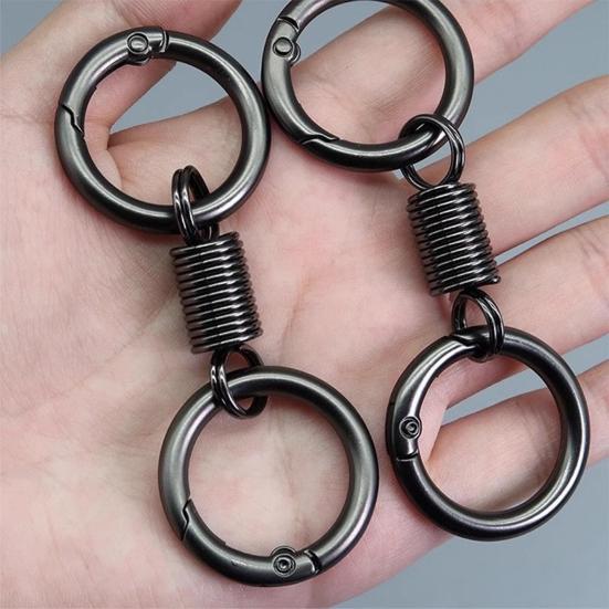 6Pcs Retro Spring Double Ring Keychain Zinc Alloy Anti-Lost Stretchy Key Organizer with Lobster Clasp Multi-functional Tool
