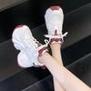 Fashion 2025 Bling Chain Chunky Sneakers New Designer High Top Platform Casual Shoes Females Spring 11CM Wedge Heels Sport Leather Shoes