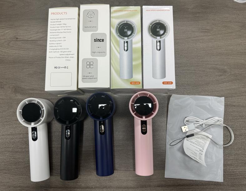 USB Rechargeable Foldable Handheld Fan N607 with Digital Display and Long Battery Life 59.5*52*172