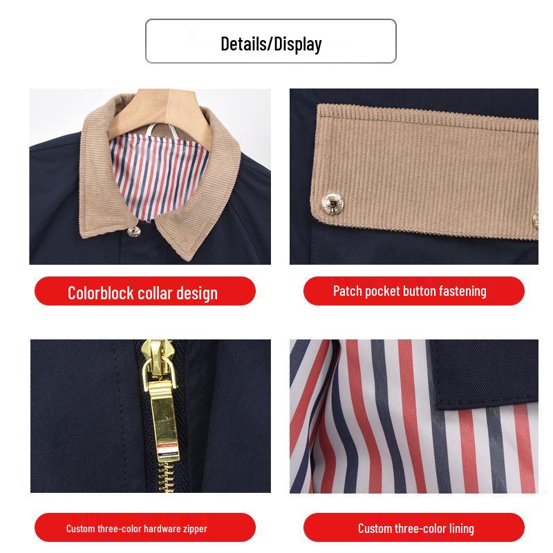 TB BROWIN2024 Unisex Corduroy Raglan Sleeve Color Block Jacket, Autumn/Winter Collection