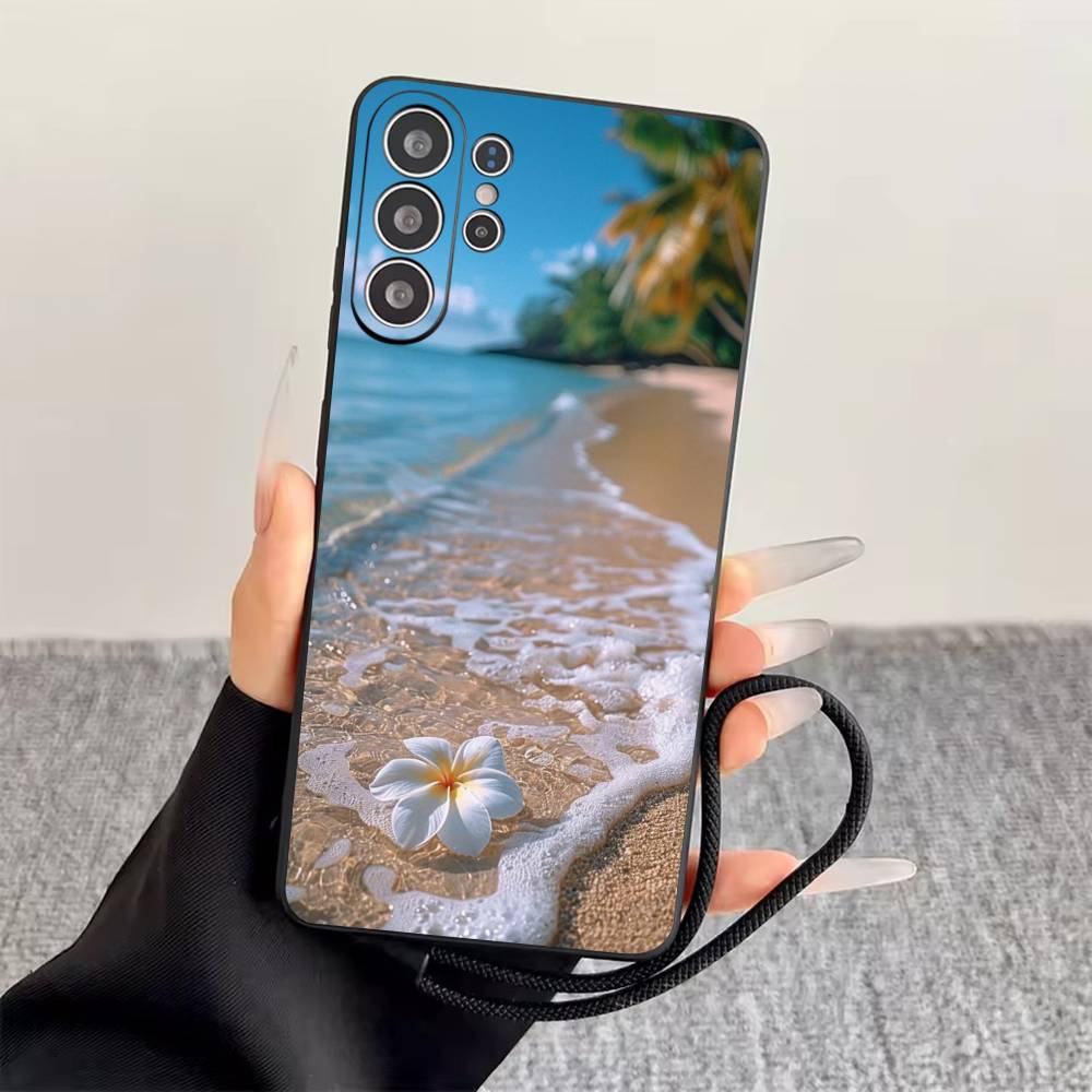 Sommer am Meer Handyhülle Für Samsung S25,S24,S21,S22,S23,S30,Ultra,S20,Plus,Fe,Weiche Silikon Schwarze Hülle