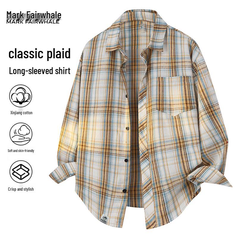 Mark Fairwhale Men's Plaid Long Sleeve Shirt