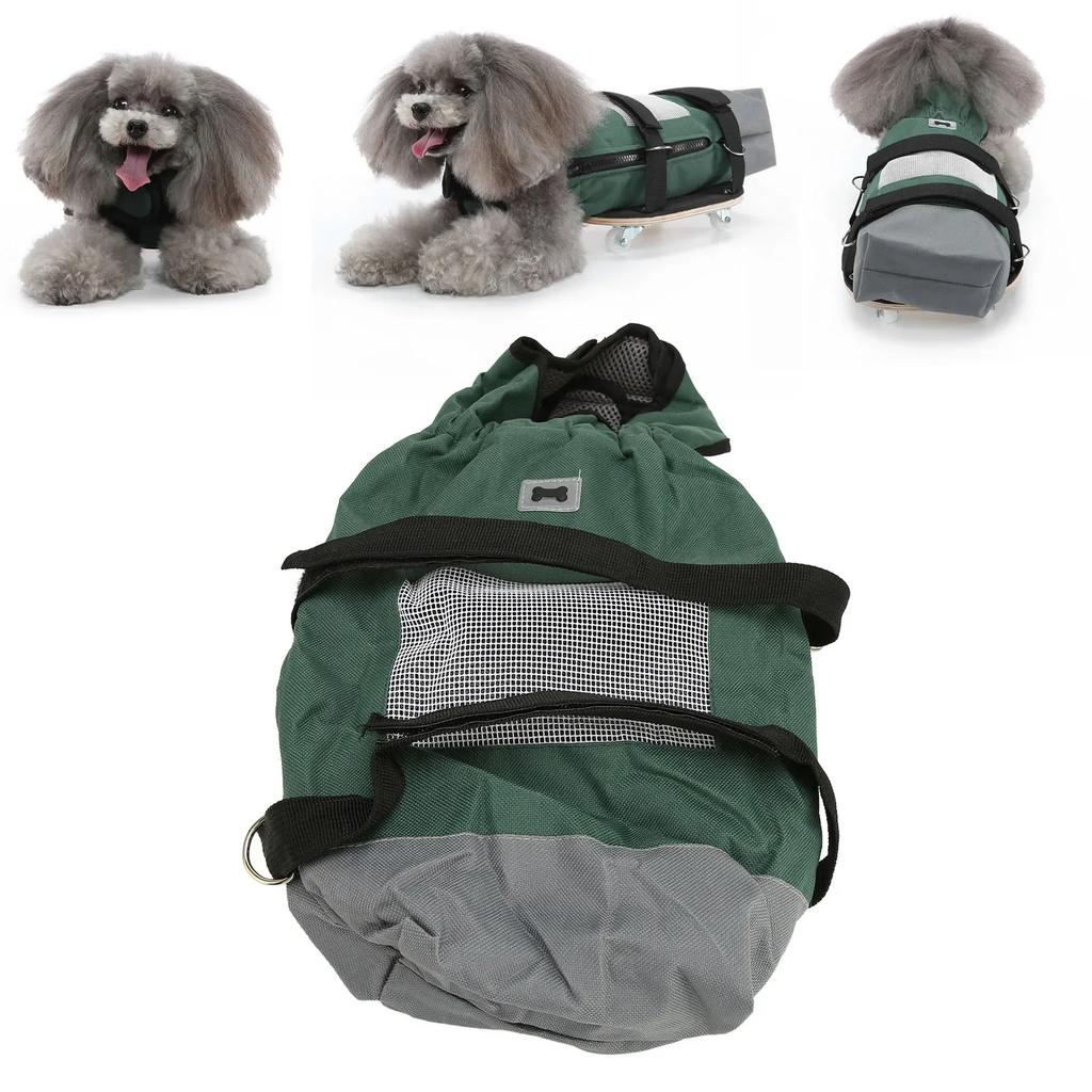 Breathable Oxford Dog Wheelchair with Wear-Resistant Cloth Safe Chest Limb Protection Paralyzed Pet Scooter for Indoor & Outdoor