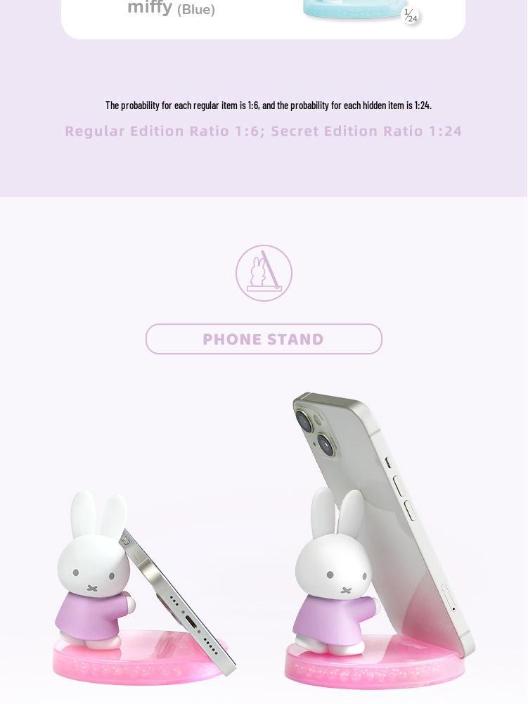 Miffy Cute Foldable Telescopic Phone Holder - Universal Desktop Stand for Streaming and Watching Dramas.