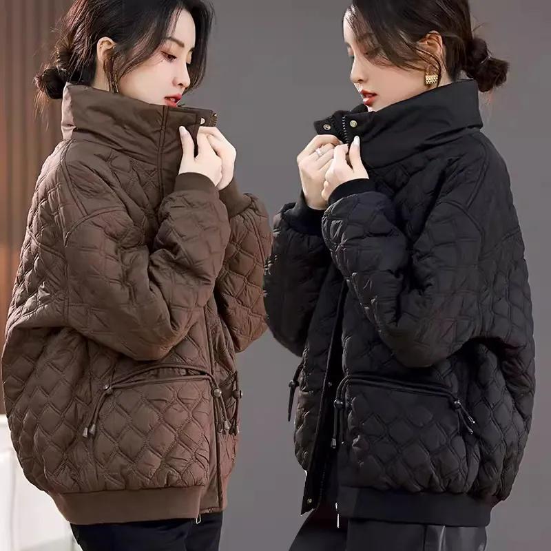 Women's Plus Size Short-Length Thickened Winter Jacket Solid Color Simple Plus Size Pocket Jacket