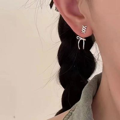 Bowknot Studs Earrings Minimalist Ear Rings Ear Piercing Ornament for Women Girl