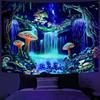 Gothic Grim Reaper Blacklight Tapestry UV Reactive Peach Skin 2D Flat Print Psychedelic Death Scythe Wall Hanging Bedroom Decor