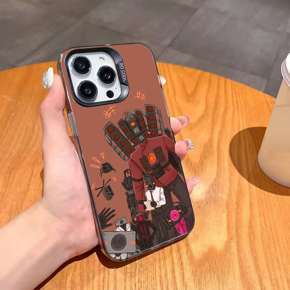 1PC Skibidi T-Toilet ANIME Phone Case For iPhone17,16,15,14,13,12,11,Pro,MAX Gray Matte Silicone Black Cover
