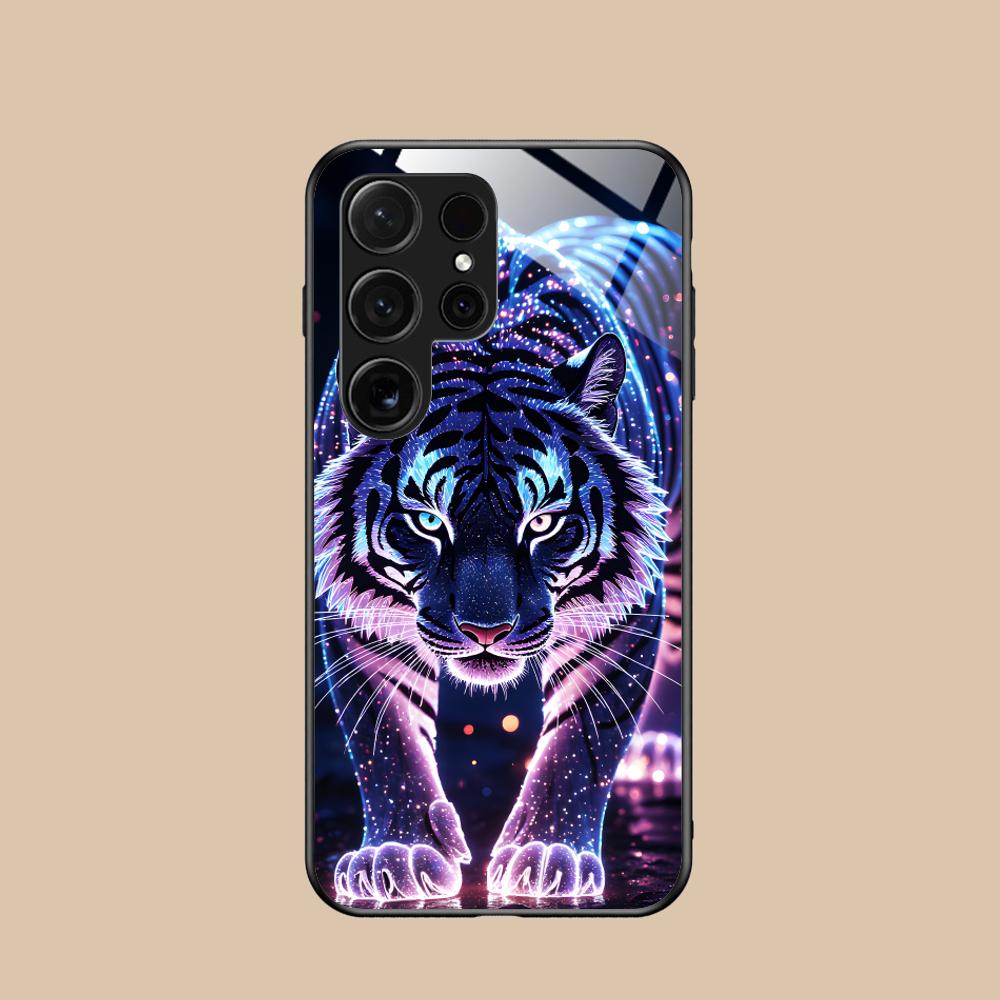 Tiger Neon Mobile Handyhülle für Samsung Galaxy S26 S25 S24 S23 S22 S21 S20 Note20 Plus FE Ultra Glas Bunte Abdeckung Hülle
