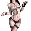 Sexy Lingerie Three-point Pussy Uniform Seduction Open Crotch Free One-piece Pajamas Set Batch Lace Charm
