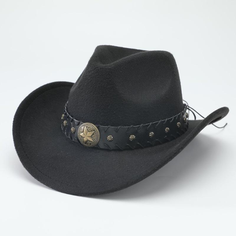 Deerskin Fleece Top Hat Retro Jazz Hat Men's and Women's Felt Hat European and American Woolen Hat Western Cowboy Hat