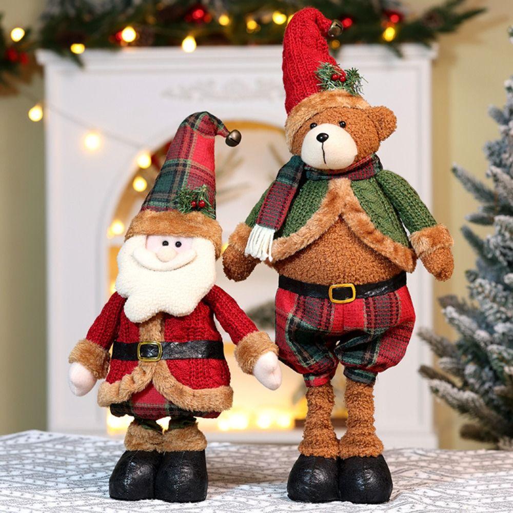 Snowman Stretchable Leg Christmas Doll Bear Santa Claus Stretch Doll Knitted Christmas Doll Desk