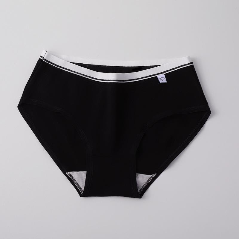 Women Summer Simple Pure Color Pure Cotton 5A Antibacterial Cotton Crotches Comfortable Waist Triangle Briefs M чёрный