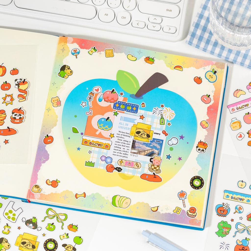 1 PC Apple Paradise Series Kawaii Cartoon Stickers DIY Diary Album Scrapbook Planner Handbook Aesthetic Supplies