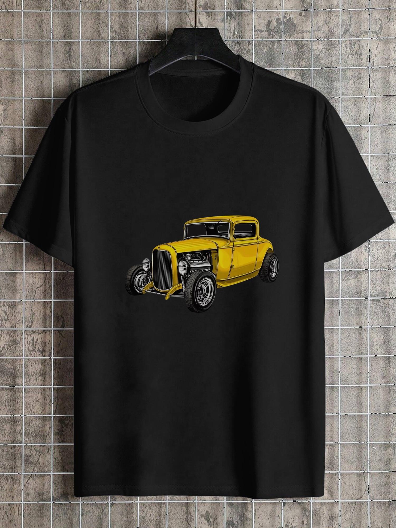 American Graffiti Vintage Car Graphic T-shirt - Black with Yellow Retro Design M