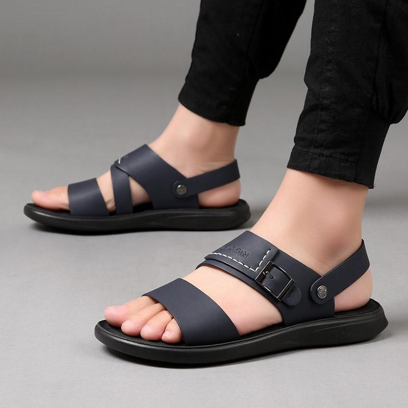 FashionHihg Quality Leather New Sandals Summer Baotou Casual Man Slippers Comfortable Slip On Male Sandals Outdoor Trekking Sandales