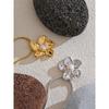 Yhpup 47+7cm Neuankunft Edelstahl Eingelegte Perlen Metall Blume Trend Anhänger Halskette Elegant Mode Beliebter Schmuck
