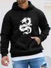 Unisex Autumn Winter Long Sleeve Hooded Sweatshirt, Flying Dragon Totem Print Fitness Athletic Top, National Style Overbearing Style Print Unisex Swea