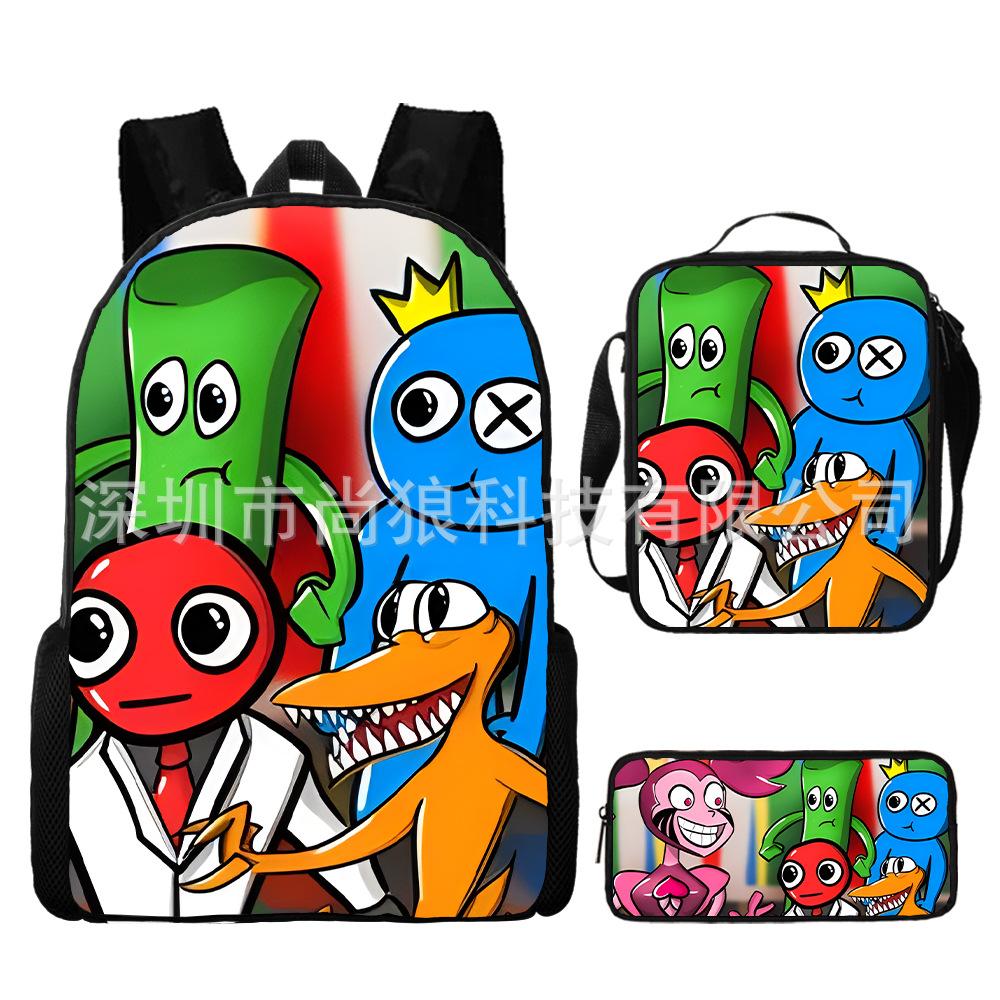 Rainbow Friends Rainbow Friends Student School Bag Digital Printed Oxford Cloth Backpack Satchel Pencil Case