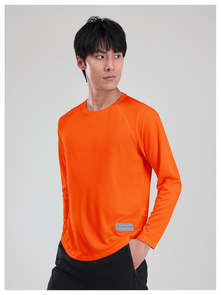Men's Outdoor Quick-Dry Loose-Fit Long Sleeve Running Shirt - Plus Size, Sweat-Wicking, Marathon Team Uniform for Spring and Autumn Fitness