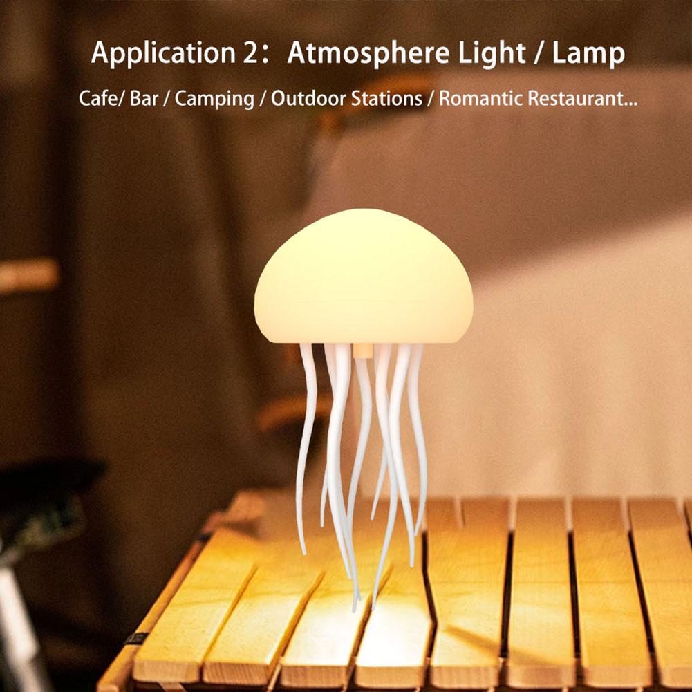 Jellyfish Lamp Voice Control RGB Gradient Jellyfish Night Light with Dancing Legs Rechargeable Jellyfish Bedside Lamp