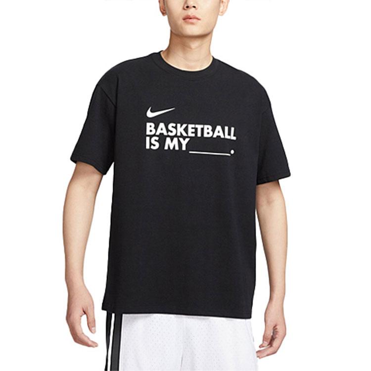 Nike Letter Print Loose Round Neck Short Sleeve T-Shirt Men Tops Black FN3706-010