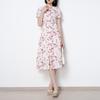 V-neck Floral Chiffon Dress Women's Summer Ink Painting Waist Thin Medium and Long Dress Gentle Wind A Word Platycodon Skirt