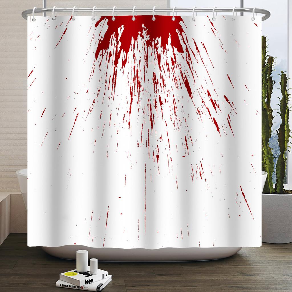 Halloween Duschvorhang Horrornacht Blutige Hände Gruseliger Zombie-Schädel Furchteinflößend Halloween Wasserdicht Bad Badezimmer Duschvorhang