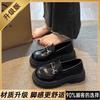 thick-soled white women's spring and autumn one-pedal women's shoes college small leather shoes