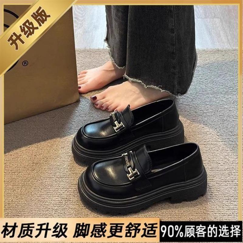 thick-soled white women's spring and autumn one-pedal women's shoes college small leather shoes